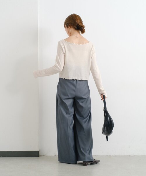 Kastane（カスタネ）の「【2サイズ展開/低身長サイズ】B パイピングハイウエストパンツ（スラックス・レディース・ブラック/ネイビー/グレー・1/0）」の8枚目の写真