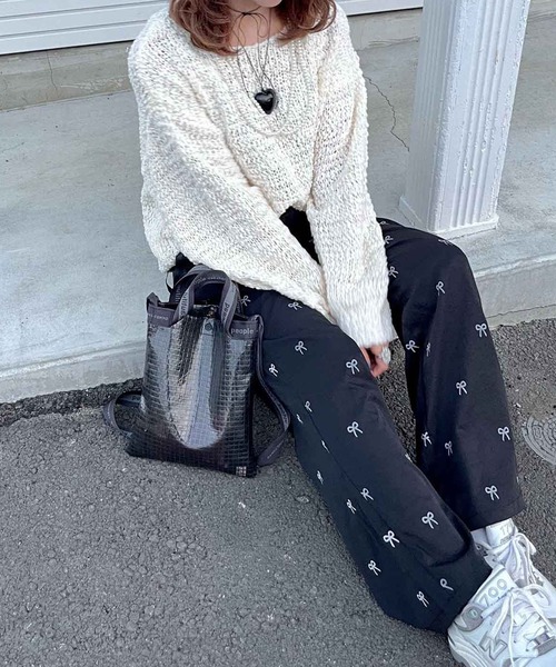 Flugge(フラッジー)の「ribbonトラックパンツ(その他パンツ・レディース・ブラック/アイボリー・FREE)」の5枚目の写真