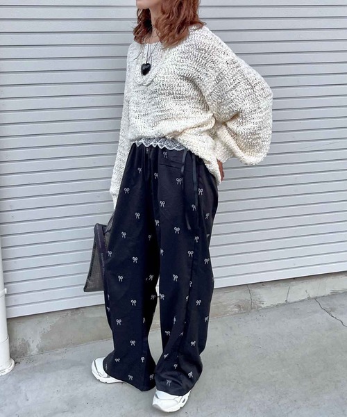 Flugge(フラッジー)の「ribbonトラックパンツ(その他パンツ・レディース・ブラック/アイボリー・FREE)」の6枚目の写真