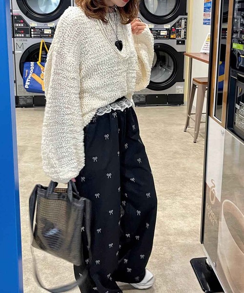 Flugge(フラッジー)の「ribbonトラックパンツ(その他パンツ・レディース・ブラック/アイボリー・FREE)」の10枚目の写真