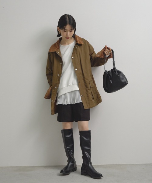 Shelly island（シェリーアイランド）の「襟配色ジャケット（ブルゾン・レディース・カーキ/ベージュ・FREE）」の6枚目の写真