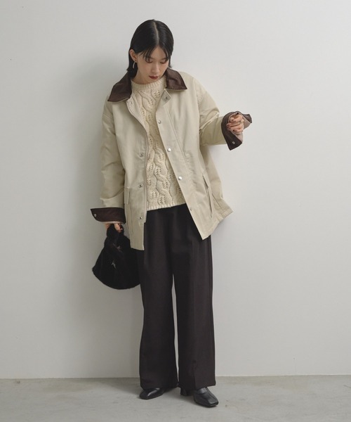 Shelly island（シェリーアイランド）の「襟配色ジャケット（ブルゾン・レディース・カーキ/ベージュ・FREE）」の10枚目の写真