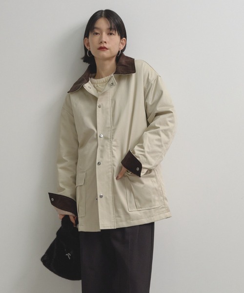 Shelly island（シェリーアイランド）の「襟配色ジャケット（ブルゾン・レディース・カーキ/ベージュ・FREE）」の21枚目の写真