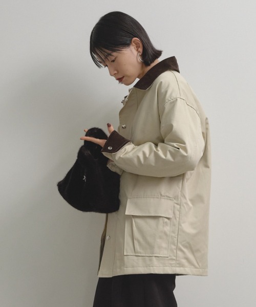 Shelly island（シェリーアイランド）の「襟配色ジャケット（ブルゾン・レディース・カーキ/ベージュ・FREE）」の15枚目の写真