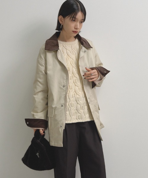 Shelly island（シェリーアイランド）の「襟配色ジャケット（ブルゾン・レディース・カーキ/ベージュ・FREE）」の14枚目の写真