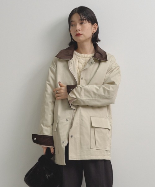 Shelly island（シェリーアイランド）の「襟配色ジャケット（ブルゾン・レディース・カーキ/ベージュ・FREE）」の18枚目の写真