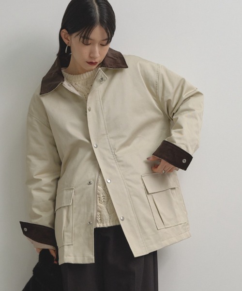 Shelly island（シェリーアイランド）の「襟配色ジャケット（ブルゾン・レディース・カーキ/ベージュ・FREE）」の20枚目の写真