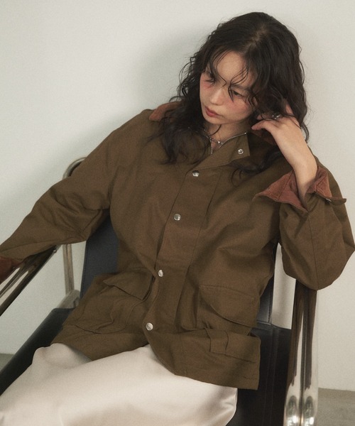 Shelly island（シェリーアイランド）の「襟配色ジャケット（ブルゾン・レディース・カーキ/ベージュ・FREE）」の22枚目の写真