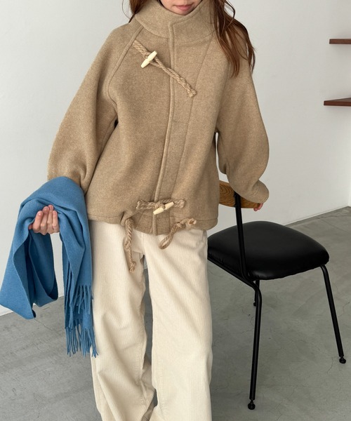 CANAL JEAN(キャナルジーン)の「El mar ウールスタンドカラーダッフルジャケット(ダッフルコート・レディース・ブラウン/ベージュ・ONE SIZE)」の2枚目の写真