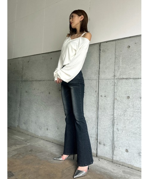 EGOIST（エゴイスト）の「裾レースアップフレアパンツ（デニムパンツ・レディース・ネイビー/ダークネイビー・SS/S/M）」の9枚目の写真