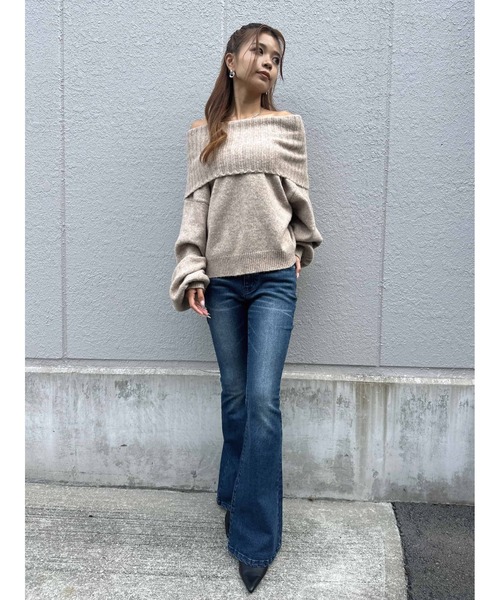 EGOIST（エゴイスト）の「裾レースアップフレアパンツ（デニムパンツ・レディース・ネイビー/ダークネイビー・SS/S/M）」の14枚目の写真