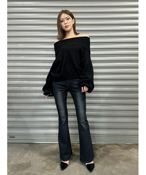 EGOIST（エゴイスト）の「裾レースアップフレアパンツ（デニムパンツ・レディース・ネイビー/ダークネイビー・SS/S/M）」の15枚目の写真