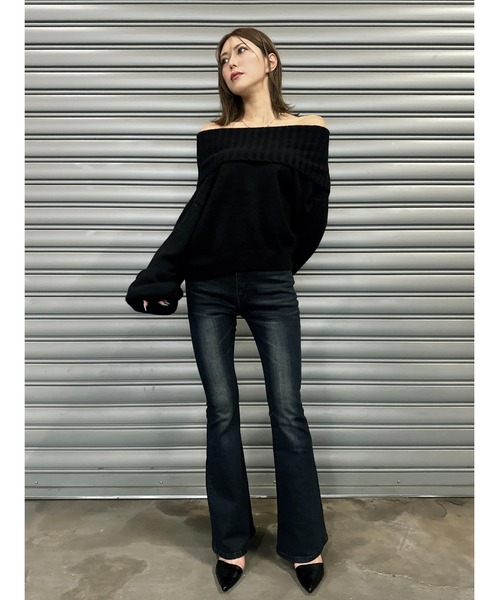 EGOIST（エゴイスト）の「裾レースアップフレアパンツ（デニムパンツ・レディース・ネイビー/ダークネイビー・SS/S/M）」の16枚目の写真