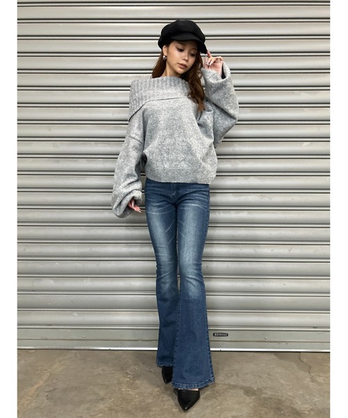 EGOIST（エゴイスト）の「裾レースアップフレアパンツ（デニムパンツ・レディース・ネイビー/ダークネイビー・SS/S/M）」の3枚目の写真