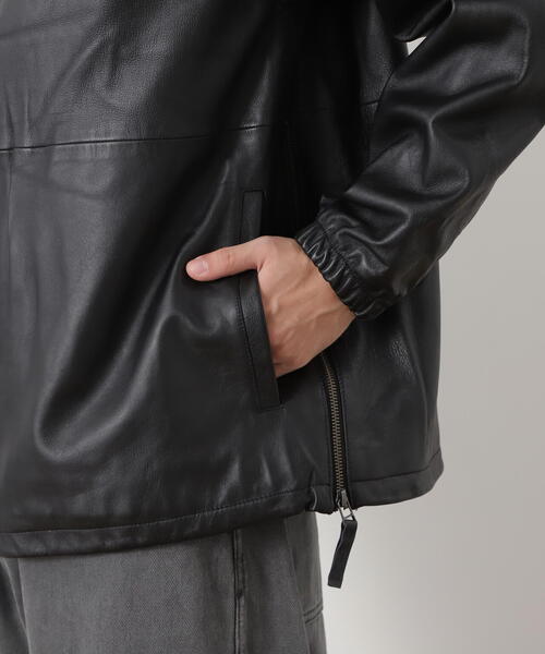 MANASTASH（マナスタッシュ）の「MANASTASH/マナスタッシュ  CHILLIWACK LEATHER PULLOVER/チリワックレザープルオーバー（ブルゾン・メンズ・ブラック・L/M/XL）」の6枚目の写真