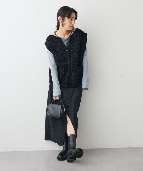 CRAFT STANDARD BOUTIQUE（クラフトスタンダードブティック）の「ツイード編みニットベスト（ベスト・レディース・ブラック/ダークパープル・FREE）」の10枚目の写真