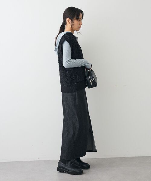 CRAFT STANDARD BOUTIQUE（クラフトスタンダードブティック）の「ツイード編みニットベスト（ベスト・レディース・ブラック/ダークパープル・FREE）」の11枚目の写真