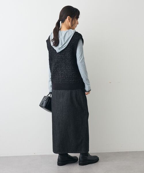 CRAFT STANDARD BOUTIQUE（クラフトスタンダードブティック）の「ツイード編みニットベスト（ベスト・レディース・ブラック/ダークパープル・FREE）」の12枚目の写真