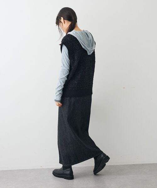 CRAFT STANDARD BOUTIQUE（クラフトスタンダードブティック）の「ツイード編みニットベスト（ベスト・レディース・ブラック/ダークパープル・FREE）」の13枚目の写真