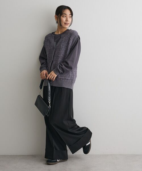 CRAFT STANDARD BOUTIQUE（クラフトスタンダードブティック）の「ツイード編みニットベスト（ベスト・レディース・ブラック/ダークパープル・FREE）」の15枚目の写真