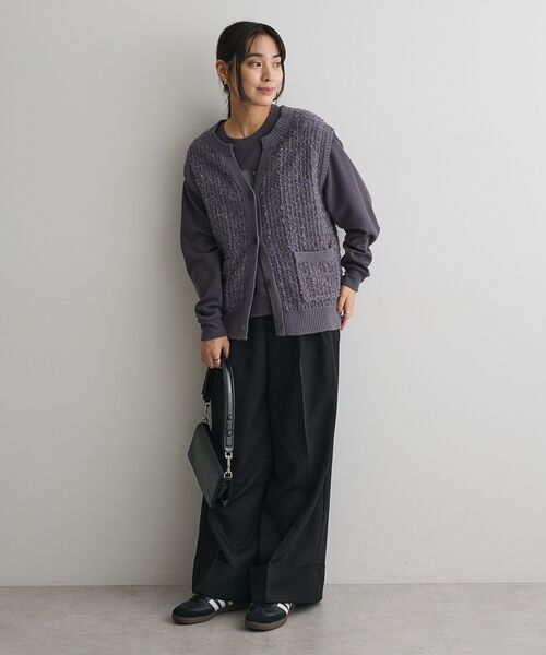 CRAFT STANDARD BOUTIQUE（クラフトスタンダードブティック）の「ツイード編みニットベスト（ベスト・レディース・ブラック/ダークパープル・FREE）」の16枚目の写真
