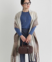 Right-on | 【HONEYSUCKLE ROSE】太フリンジチェック柄ストール（チェック柄/ストール/大判/ポリエステル/ループヤーン/軽量/肌触り抜群）(マフラー)