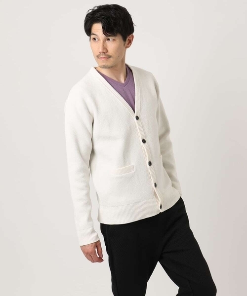 MK MICHEL KLEIN HOMME (エムケーミッシェルクランオム)の「【洗える】ダブルフェイス モールカーディガン(ニット/セーター・メンズ・ホワイト/ネイビー/ブラック・51/46/48)」の13枚目の写真