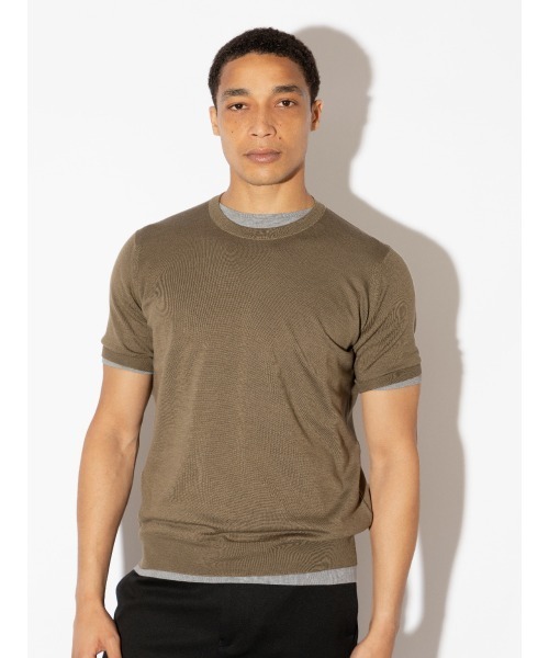 JOHN SMEDLEY（ジョンスメドレー）の「※※使用不可※※[Anglo Indian Gauze] クルーネックニットＴシャツ（ニット/セーター・メンズ・ブラック/ネイビー/パープル/シルバー/ブルー系その他2/ブルー系その他5/ベージュ系その他3/カーキブラウン・L/M/S）」の2枚目の写真