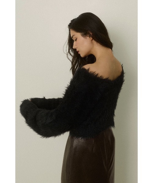 ALEXIA STAM（アリシアスタン）の「Shaggy Knit Top /ふわふわシャギーニット（ニット/セーター・レディース・ブラウン/ブラック/アイボリー・FREE）」の9枚目の写真