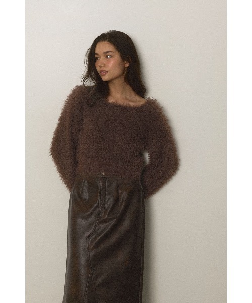 ALEXIA STAM（アリシアスタン）の「Shaggy Knit Top /ふわふわシャギーニット（ニット/セーター・レディース・ブラウン/ブラック/アイボリー・FREE）」の13枚目の写真