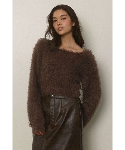 ALEXIA STAM（アリシアスタン）の「Shaggy Knit Top /ふわふわシャギーニット（ニット/セーター・レディース・ブラウン/ブラック/アイボリー・FREE）」の14枚目の写真