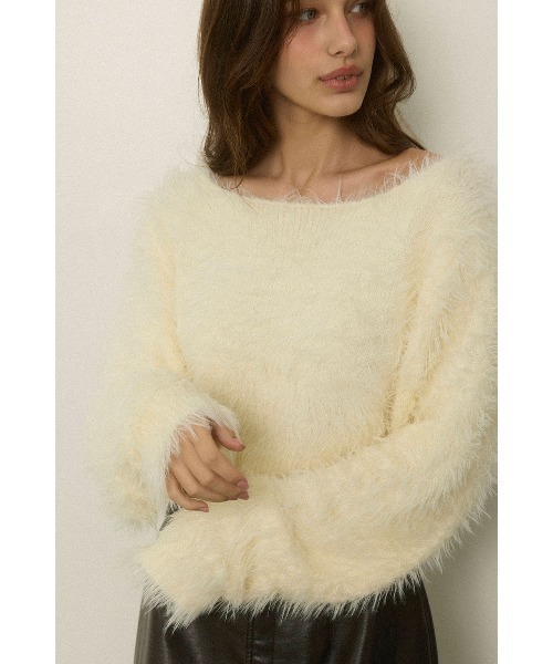 ALEXIA STAM（アリシアスタン）の「Shaggy Knit Top /ふわふわシャギーニット（ニット/セーター・レディース・ブラウン/ブラック/アイボリー・FREE）」の4枚目の写真