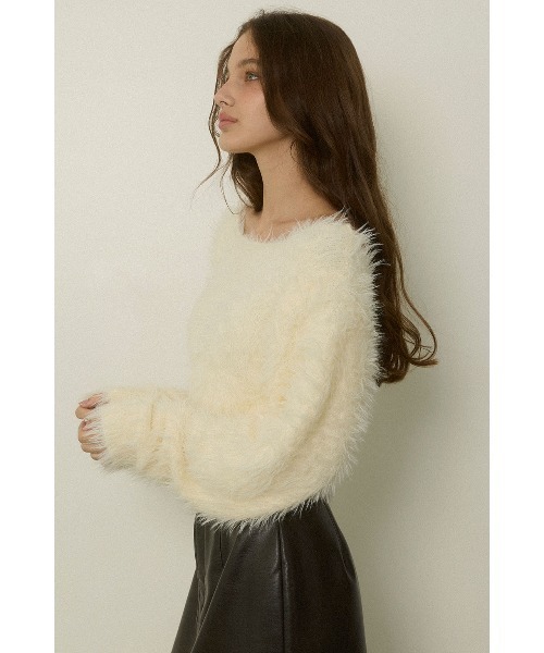 ALEXIA STAM（アリシアスタン）の「Shaggy Knit Top /ふわふわシャギーニット（ニット/セーター・レディース・ブラウン/ブラック/アイボリー・FREE）」の6枚目の写真