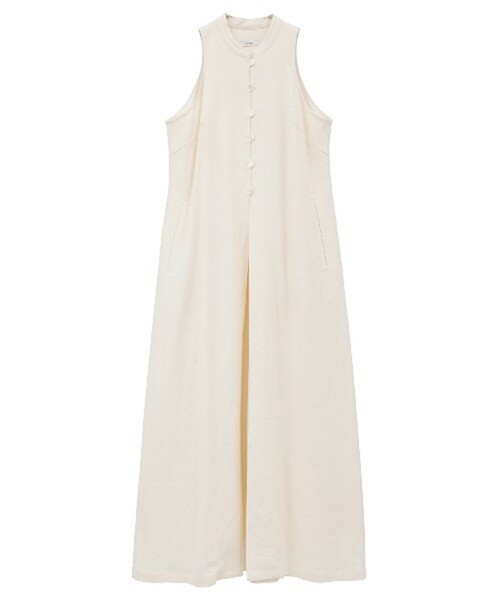 CLANE（クラネ）の「【CLANE/クラネ】AMERICAN SLEEVE LINEN ONEPIECE/アメリカンスリーブリネンワンピース（ワンピース・レディース・ブラック/ホワイト・1/2）」の2枚目の写真