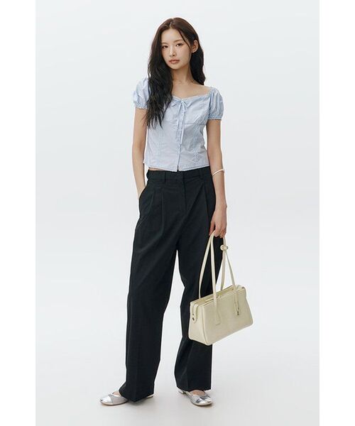 MUSINSA STANDARD WOMAN（ムシンサスタンダードウーマン）の「[クールタンダード] ウィメンズ セミバルーン ヒドゥンバンディング スラックス [グレー]（スラックス・レディース・その他・34/32/24/25/30/31/26/27/28/29）」の9枚目の写真