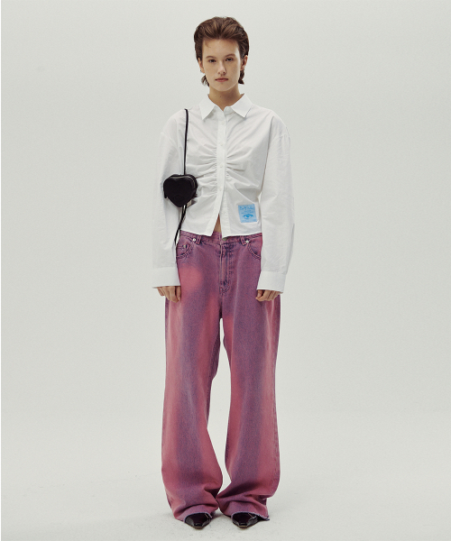 SINOON（シヌーン）の「COTTON CROPED SHIRRING SHIRT（シャツ/ブラウス・レディース・ホワイト・FREE）」の2枚目の写真