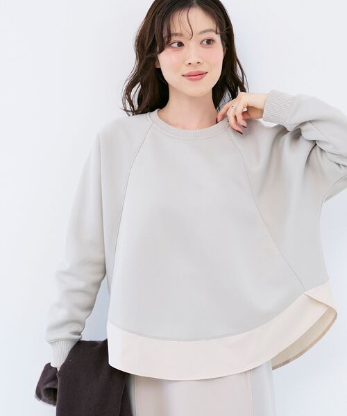 le.coeur blanc（ルクールブラン）の「ボンディングラグラン切替プルオーバー（Tシャツ/カットソー・レディース・ブラウン/グレイッシュベージュ・38）」の3枚目の写真