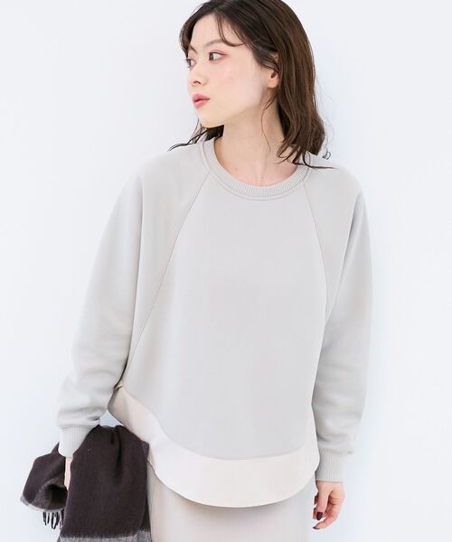 le.coeur blanc（ルクールブラン）の「ボンディングラグラン切替プルオーバー（Tシャツ/カットソー・レディース・ブラウン/グレイッシュベージュ・38）」の4枚目の写真