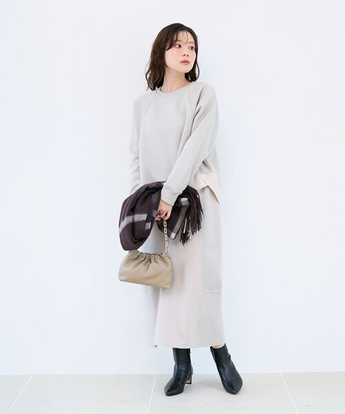 le.coeur blanc（ルクールブラン）の「ボンディングラグラン切替プルオーバー（Tシャツ/カットソー・レディース・ブラウン/グレイッシュベージュ・38）」の9枚目の写真