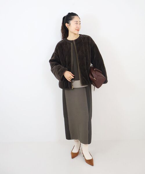 le.coeur blanc（ルクールブラン）の「ボンディングラグラン切替プルオーバー（Tシャツ/カットソー・レディース・ブラウン/グレイッシュベージュ・38）」の15枚目の写真