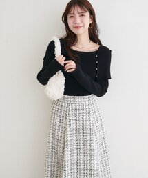 ニット/セーター（ブラック/黒色系・オフショルダー）ファッション通販