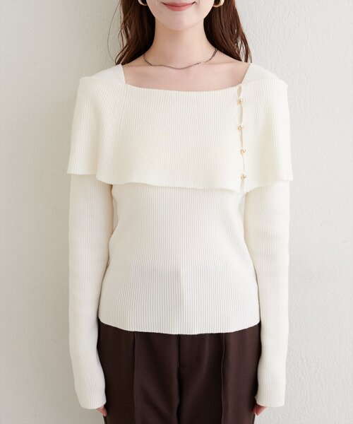 natural couture（ナチュラルクチュール）の「オフショルデザインニット（ニット/セーター・レディース・ブラウン/アイボリー/グレイッシュベージュ/ブラック・FREE）」の10枚目の写真