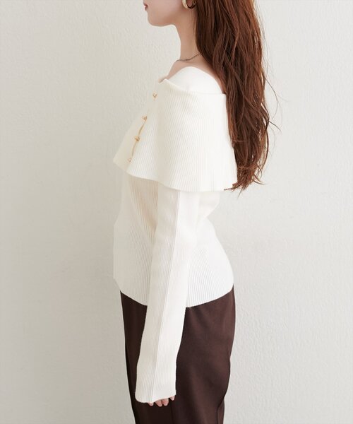 natural couture（ナチュラルクチュール）の「オフショルデザインニット（ニット/セーター・レディース・ブラウン/アイボリー/グレイッシュベージュ/ブラック・FREE）」の11枚目の写真