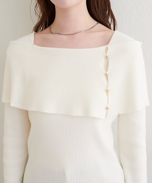 natural couture（ナチュラルクチュール）の「オフショルデザインニット（ニット/セーター・レディース・ブラウン/アイボリー/グレイッシュベージュ/ブラック・FREE）」の14枚目の写真