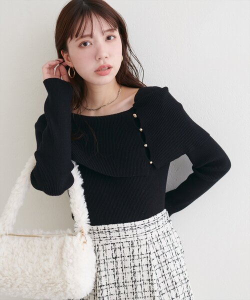 natural couture（ナチュラルクチュール）の「オフショルデザインニット（ニット/セーター・レディース・ブラウン/アイボリー/グレイッシュベージュ/ブラック・FREE）」の20枚目の写真