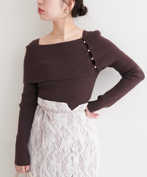 natural couture（ナチュラルクチュール）の「オフショルデザインニット（ニット/セーター・レディース・ブラウン/アイボリー/グレイッシュベージュ/ブラック・FREE）」の22枚目の写真