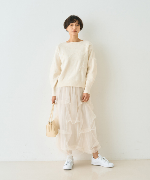 EMMA ROUGE VIF(エマルージュヴィフ)の「【一部店舗限定】フェザーラインニットプルオーバー(ニット/セーター・レディース・チャコールグレー/オフホワイト・フリー)」の13枚目の写真