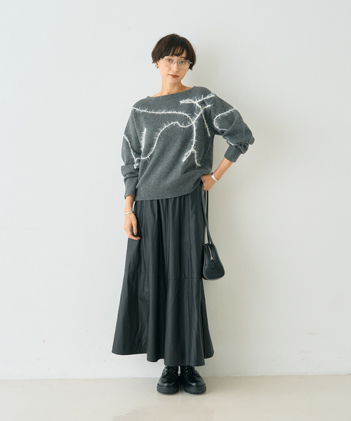 EMMA ROUGE VIF(エマルージュヴィフ)の「【一部店舗限定】フェザーラインニットプルオーバー(ニット/セーター・レディース・チャコールグレー/オフホワイト・フリー)」の22枚目の写真