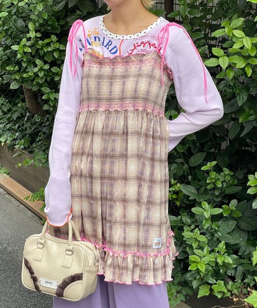 HELLO.SANFRANCISCO（ハローサンフランシスコ）の「【HELLO.SANFRANCISCO/ハローサンフランシスコ】チェックベロアシャーリングチュニック（チュニック・レディース・オレンジ/ベージュ/ブルー/グレー・ONE SIZE）」の11枚目の写真