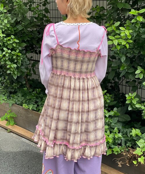 HELLO.SANFRANCISCO（ハローサンフランシスコ）の「【HELLO.SANFRANCISCO/ハローサンフランシスコ】チェックベロアシャーリングチュニック（チュニック・レディース・オレンジ/ベージュ/ブルー/グレー・ONE SIZE）」の12枚目の写真